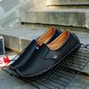 Four Seasons Men's White Breathable Leather Slip-On Driving Shoes