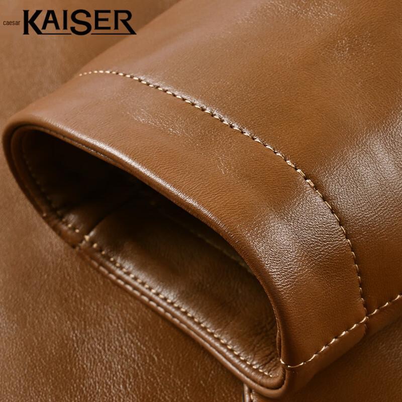 KAISER Men's Lambskin Lapel Motorcycle Leather Jacket
