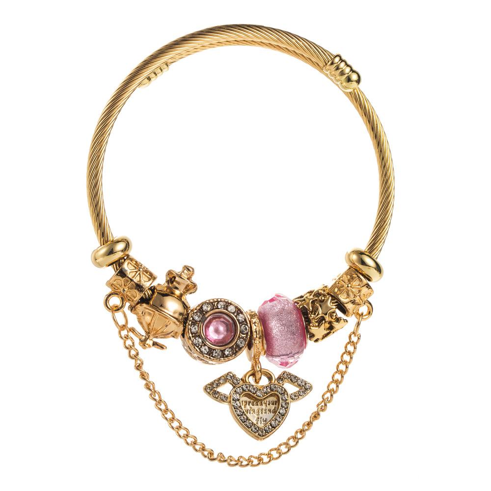 Beaded Love Heart Rhinestone Bracelet Adjustable Wedding Daily Accessories