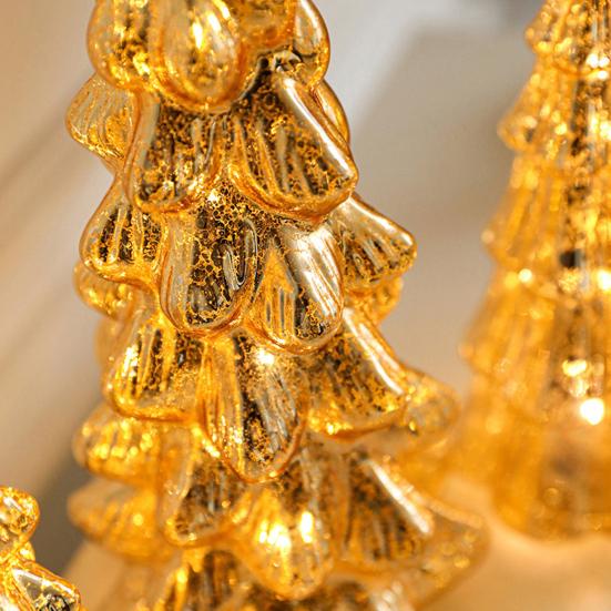 Glitter Christmas Tree Table Lamp LED Light-Up Decoration with Star Topper Festive Centerpiece for Home & Office Decor