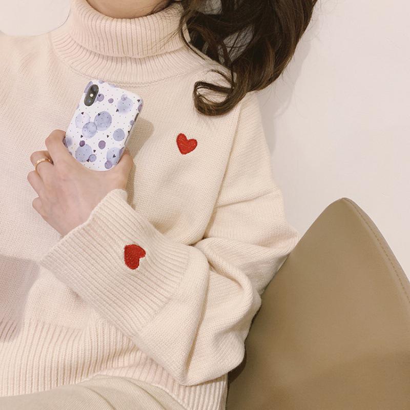 Women's High Collar Loose Sweater - 2024 Autumn/Winter Korean Style Pullover