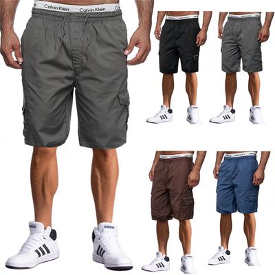 Herren Kordelzug Gürtel Mehrfach-Taschen Cargo Shorts