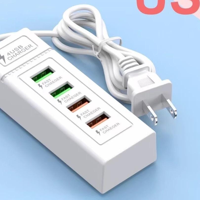 Universal Charging Strip: 4-Port USB Fast Charger for Xiaomi, Apple, Android, Huawei Devices