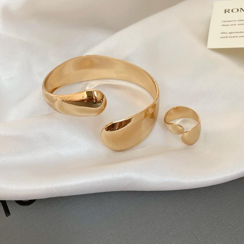 Metal Glossy Oval Open Bracelet Ring Ins Personalized Versatile Bracelet Light Luxury High-end Jewelry