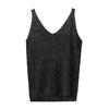 Top Estivi da Donna a Bretelle Scollo a V Senza Maniche Vestibilità Ampia Pullover Top Seta Lucida Brillante Tinta Unita Parte Inferiore Streetwear