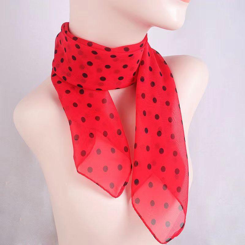 Women's Spring/Summer Soft Chiffon Silk Scarf Neckwarmer Printed Decorative Square Handkerchief