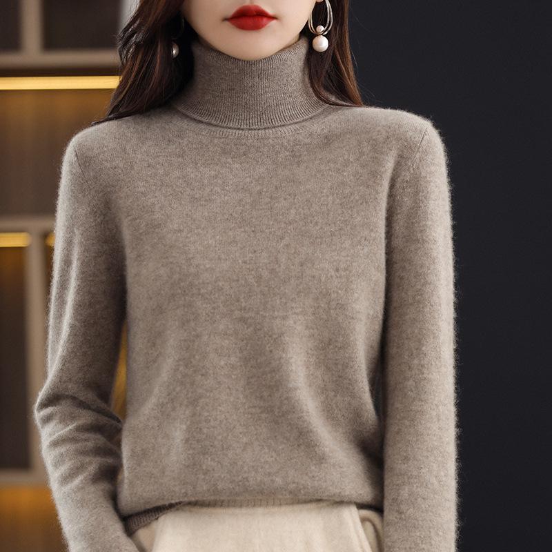2026 AW Women's High Neck Plain Knit Cashmere Sweater Base Layer