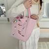 Cute Cherry Puppy Embroidered Tote Bag Large Capacity Casual Shoulder Handbag for Women KTB