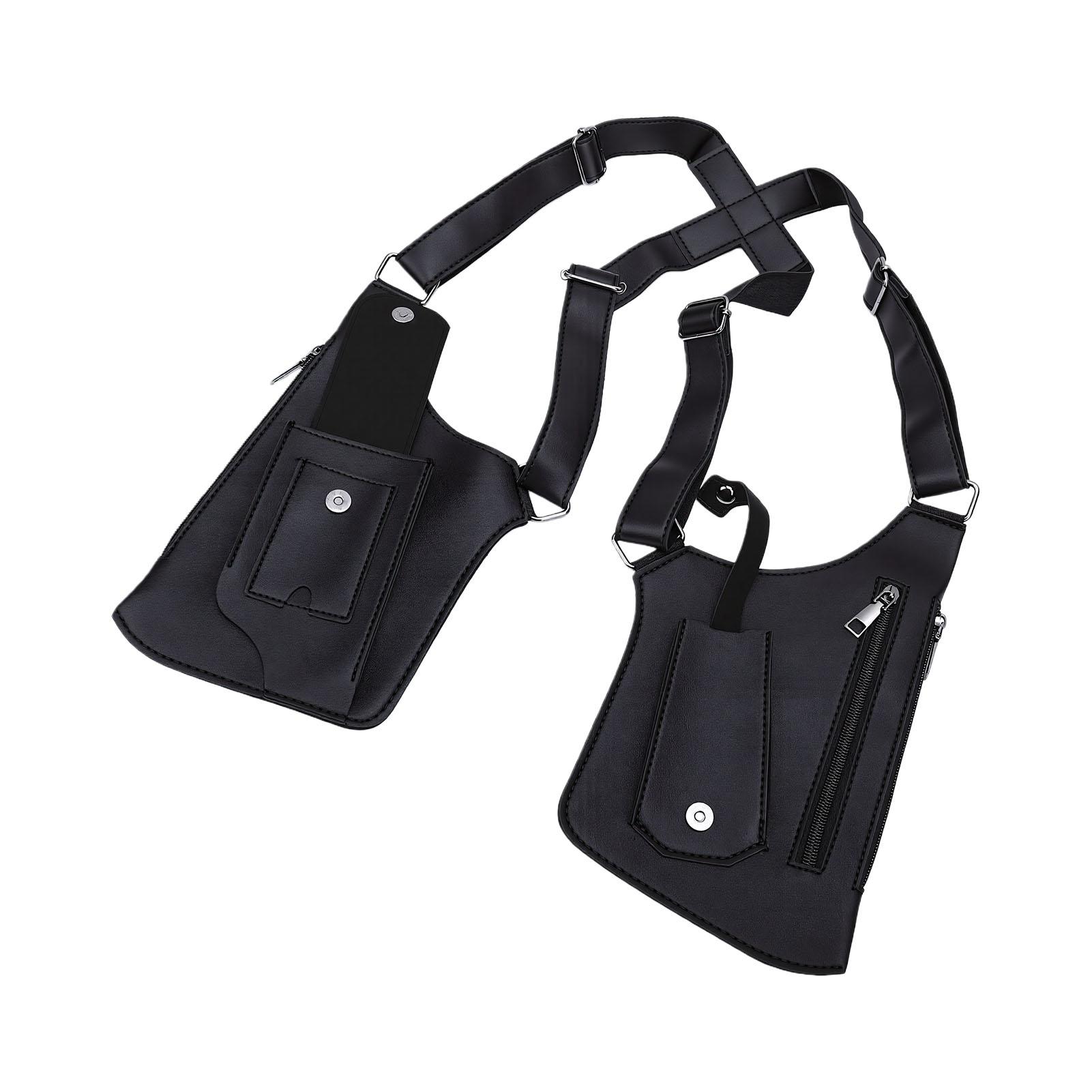 

Двойная сумка через плечо под мышку Винтажная ПУ Кожа Многофункциональная подмышечная сумка-кошелек-кобура для мужчин На открытом воздухе Телефон