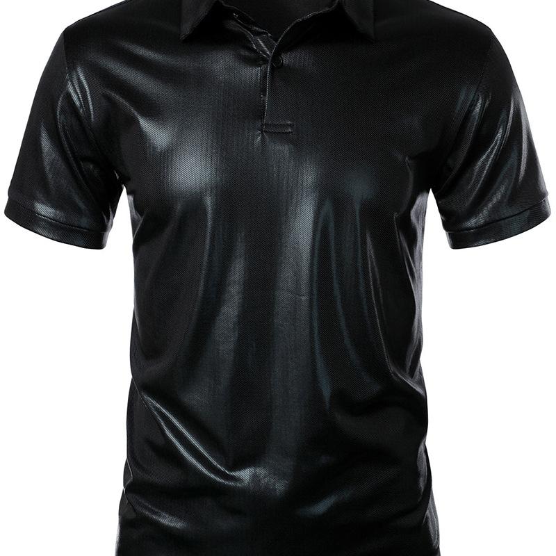 Cozy Up Striped Hot Stamping Printed Short-sleeved POLO Men's