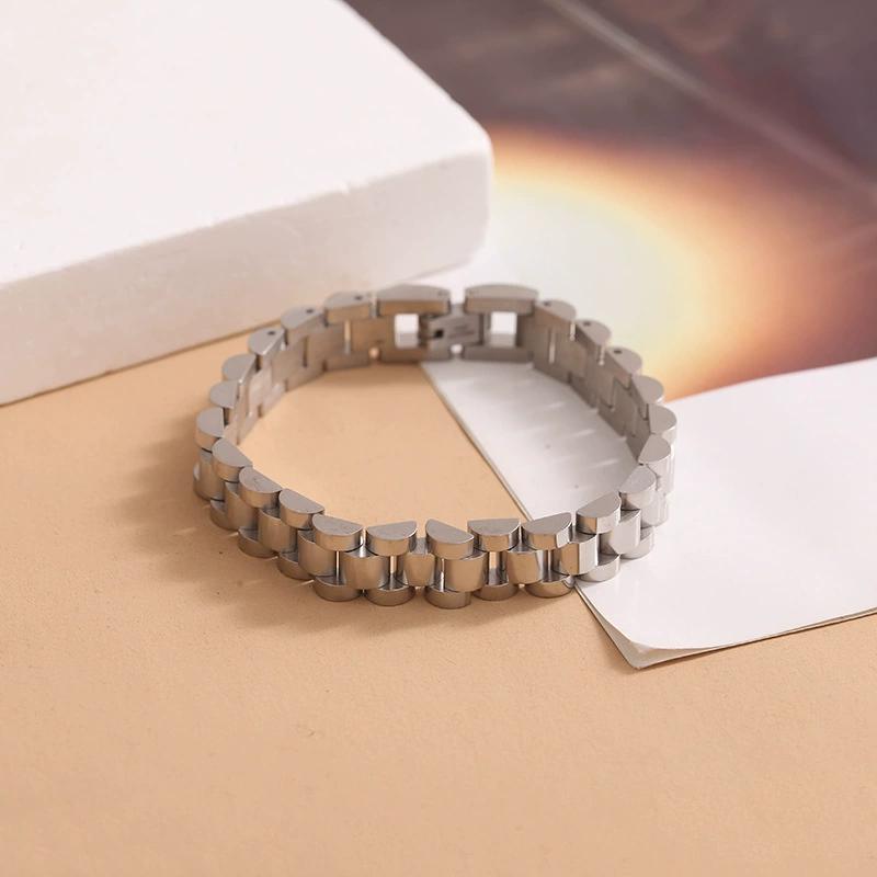 Htpwe Stainless Steel Watch With Bracelet Can Be Diy For Men 18k Gold Plated Couple Holiday Gift Bracelet Party Daily Zircon