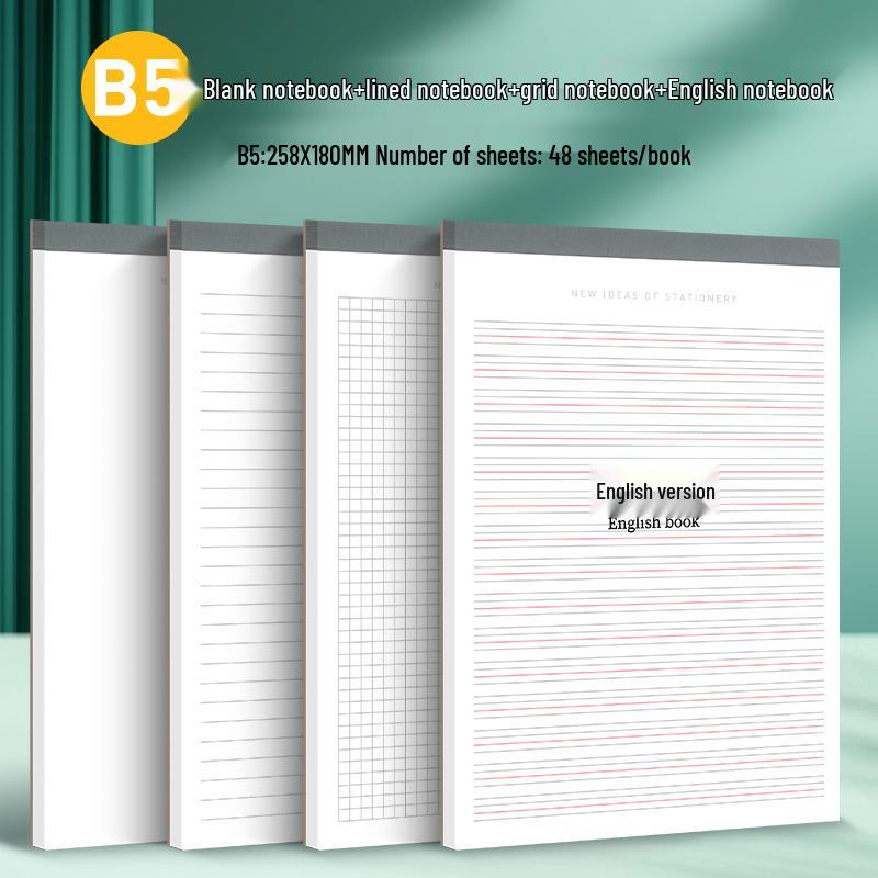2025 Student Tear-Off Pad: B5 Blank Notebook & A4 Horizontal Line Memo Pad