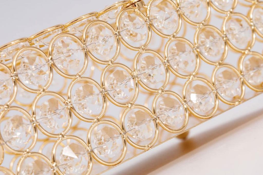[Queen-b] Tissue Box Holder, Crystal, Round, Stylish, Gold, Interior, Transparent, Sparkling, Luxury, European Style, Perfect for Living Room,