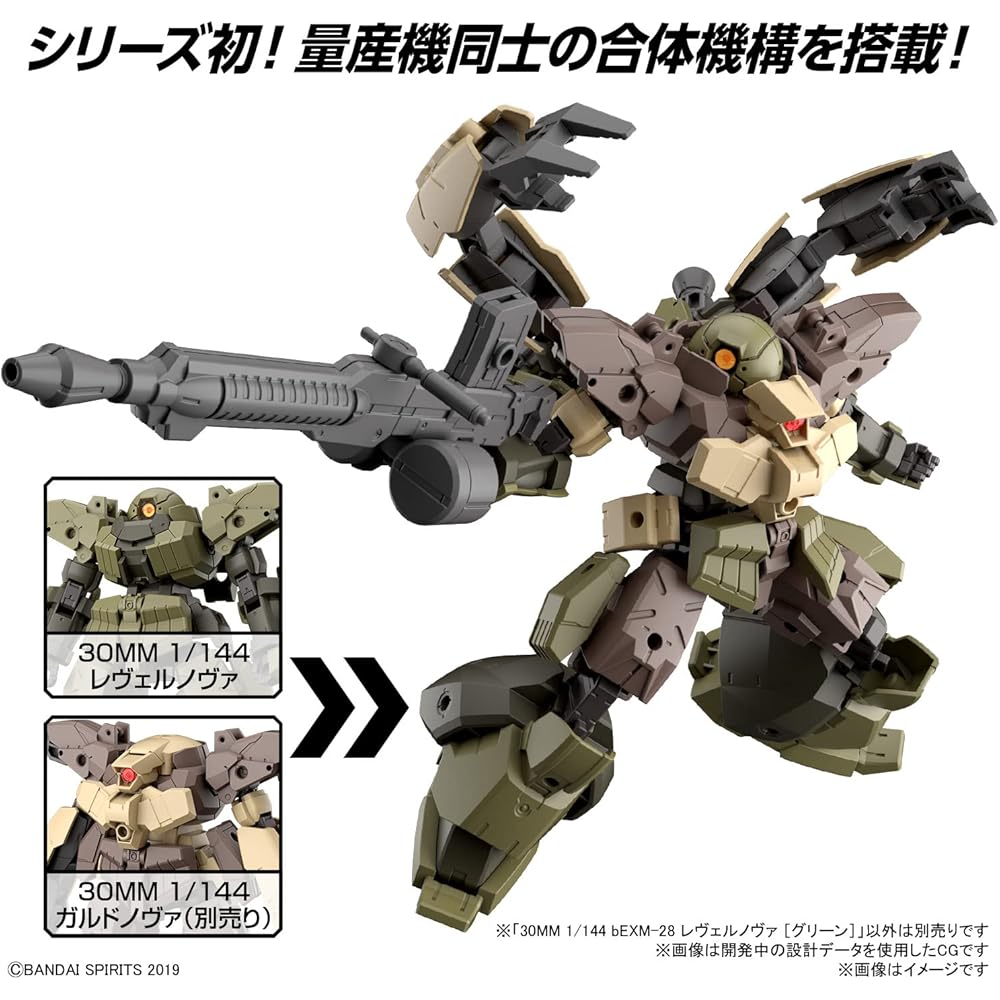 Bandai Spirits 30MM bEXM-28 Level Nova Green 1/144 Scale Color-Coded Plastic Model Kit