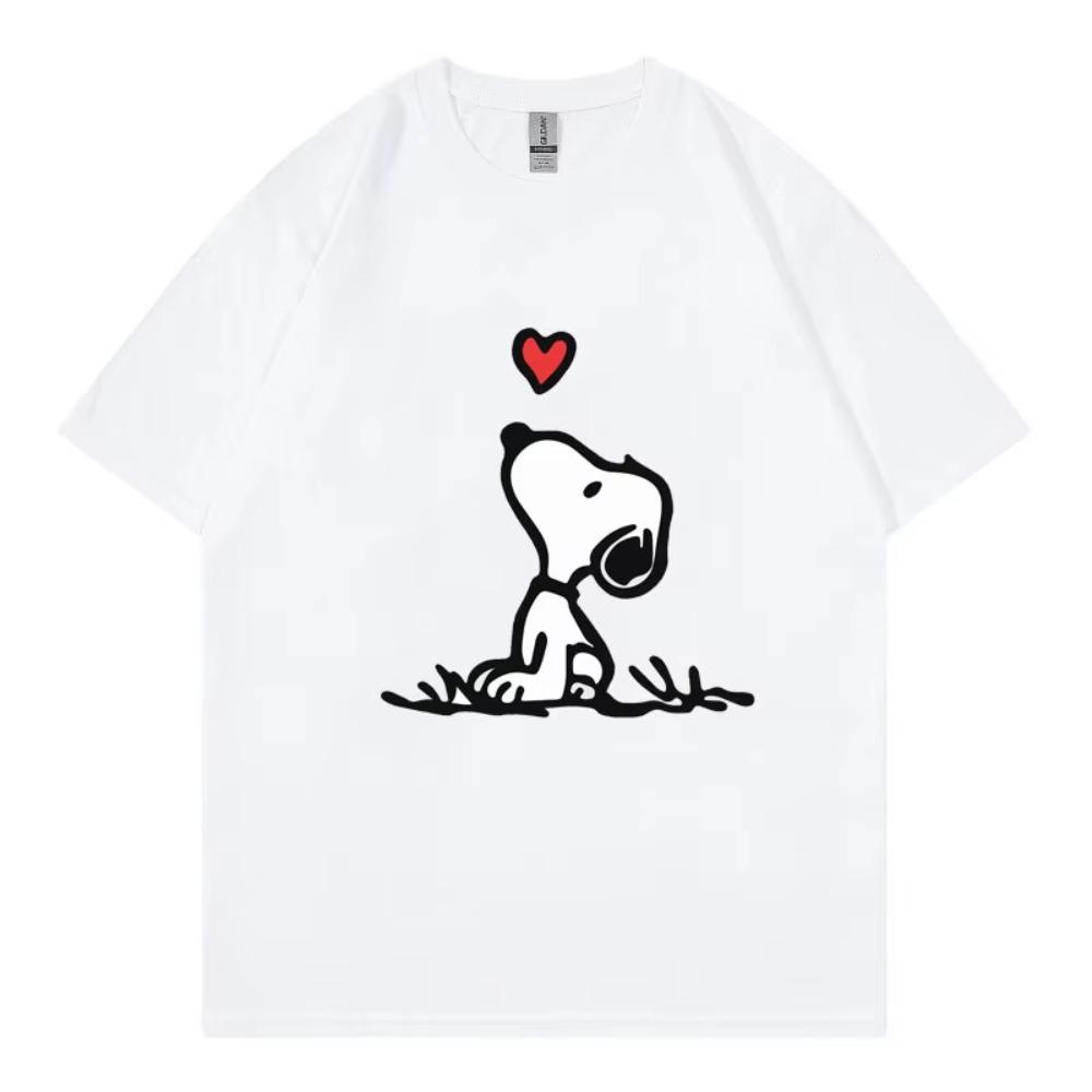 Snoopy Cartoon Anime Unisex Tshirt Summer Short Sleeve White Cotton Unisex Tee Shirts Tops 2025 New Fashion Clothes Breathable