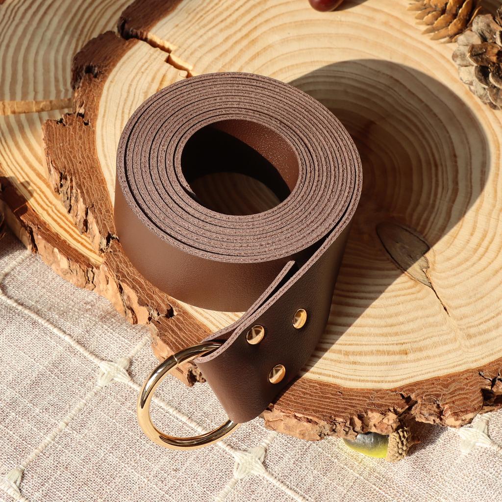 2-Piece Set Medieval Plain Leather Belt Waist Accessory PU Belt Renaissance Viking Skirt and Hiking Accessories