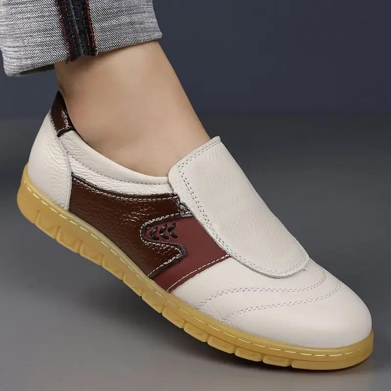 Fashion Oxfords Splicing Colour Moccasin Male Casual Shoe Non Slip Adults Social Pu Fashion 2025 On Sale Retro Trend Men's Leather Shoes