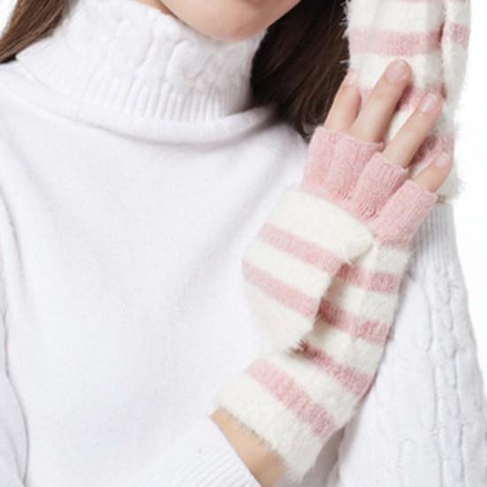 1 para rękawic zimowych o delikatnej teksturze, wygodne, utrzymujące ciepło, zimowe rękawice bez palców z odpinanymi palcami do szkoły