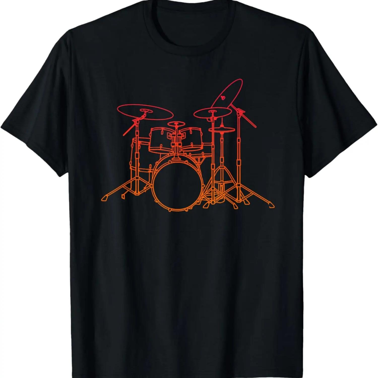 Pet Cats Play Drum Set Drumming Funny Drummer and Cat Lover T-Shirt S
