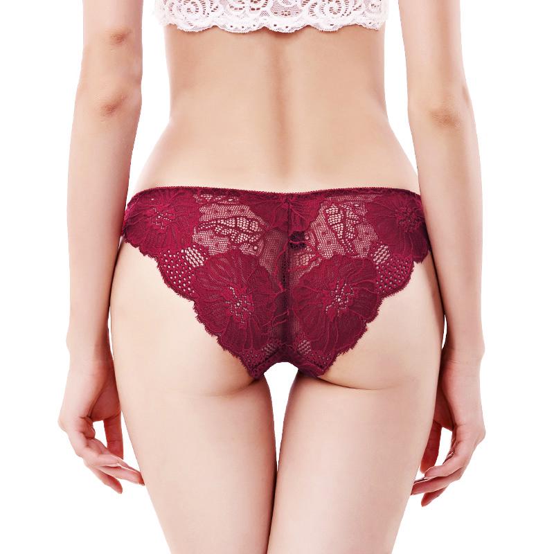Panties Woman Sexy Lace Briefs Transparent Female Underwear Hollow Out Cotton Crotch Girls Underpants 3 Pcs/Set