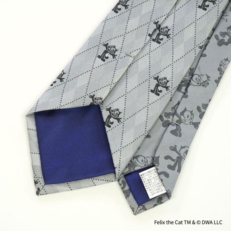[Felix] The Cat  Character Tie (Argyle Pattern) UND49167 Silver