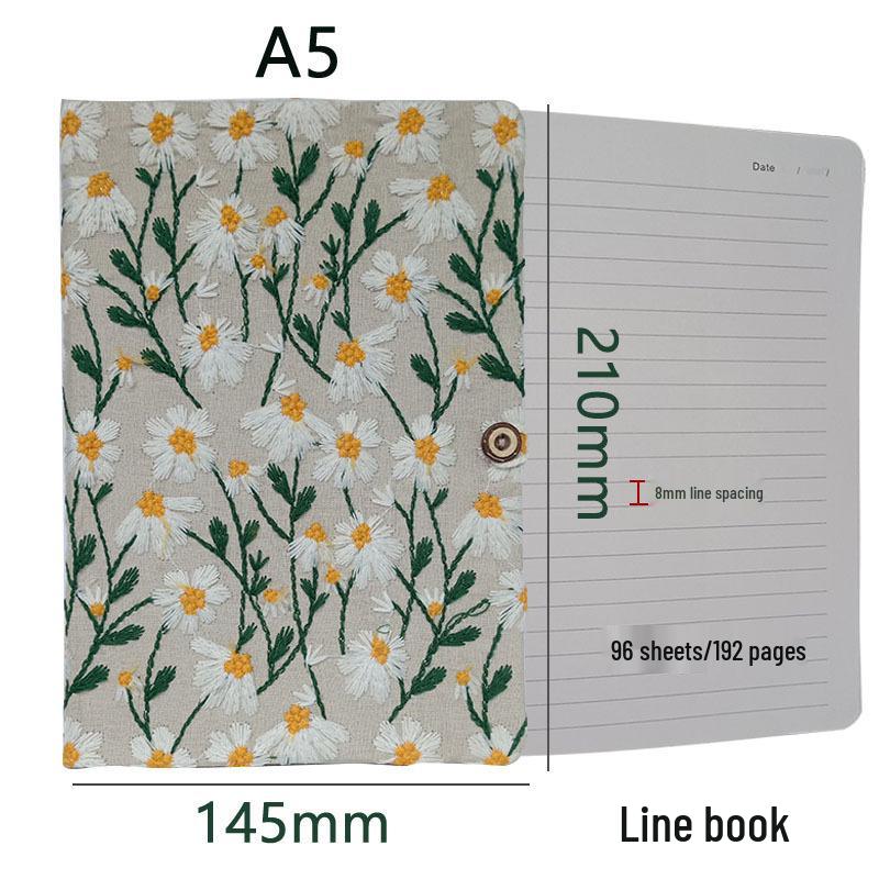 A6 Embroidery Cloth Notebook: Student Planner & Diary