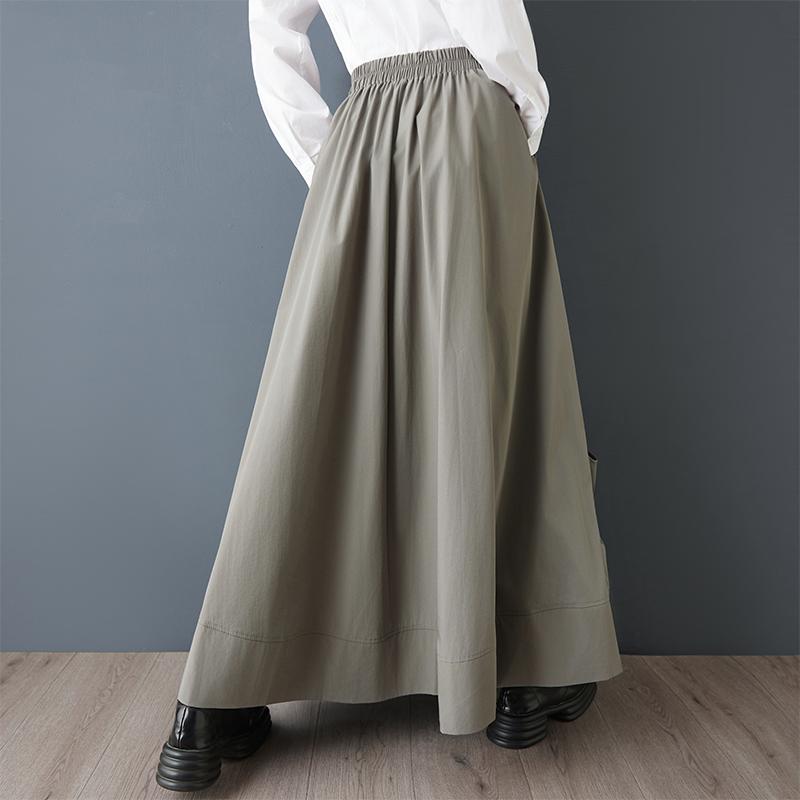 Büyük beden Yüksek bel vintage İlkbahar sonbahar rahat bol uzun kadın etekleri kadın etek