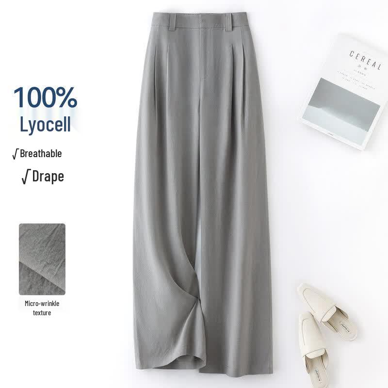 IHIMI Women s 100% Lyocell Micro-Wrinkle Wide-Leg Casual Pants S