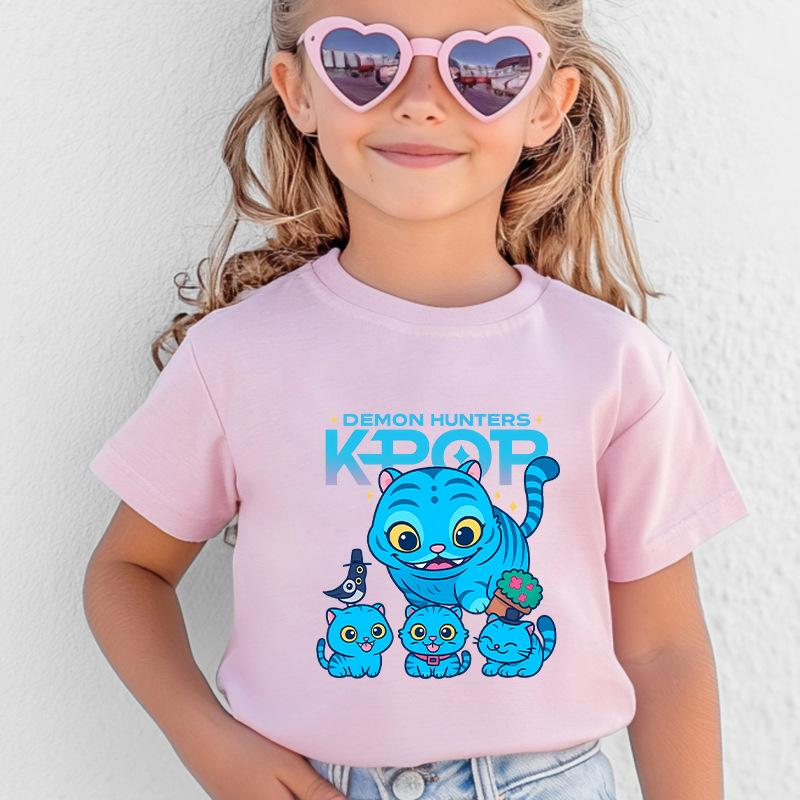Kpop Korean Wave Witch Hunting Team Tiger Printed Children's T-shirt