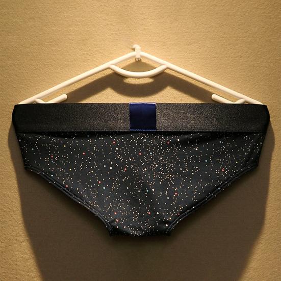 Men Briefs Letter M Stretchy Loose Low Waist Starry Sky Print Patchwork