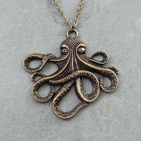 Vintage Oktopus Halskette Punk Oktopus Anhänger Halskette Retro Stilvolle Meereswesen Halskette Geschenk für Frauen