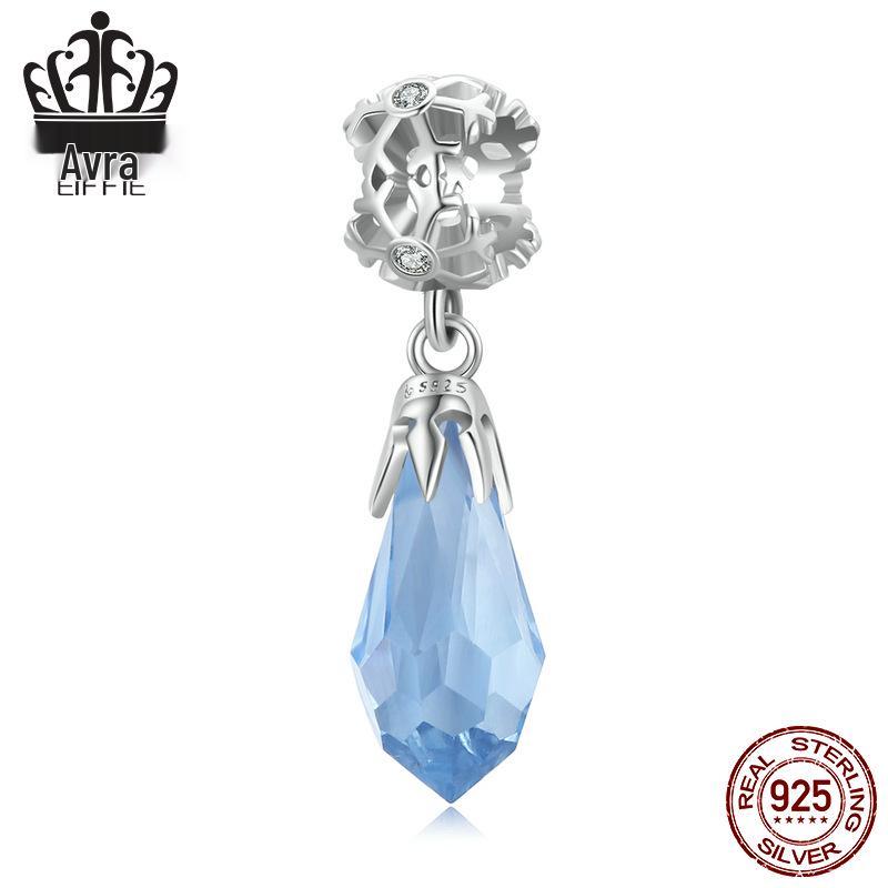 

Браслет-подвеска из стерлингового серебра «Снежинка», «Ледяной кристалл» со светло-голубым цирконом и платиновым покрытием