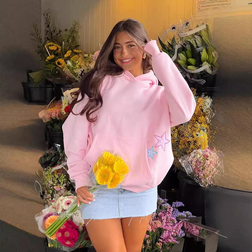 Women's Winter Fleece-Lined Hoodie with Kangaroo Pocket and Long Sleeves