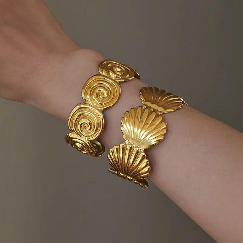 Vacation Style Metal Cuff Bangles Europe American Style Chunky Bracelet Exaggerated Bracelet  Gift