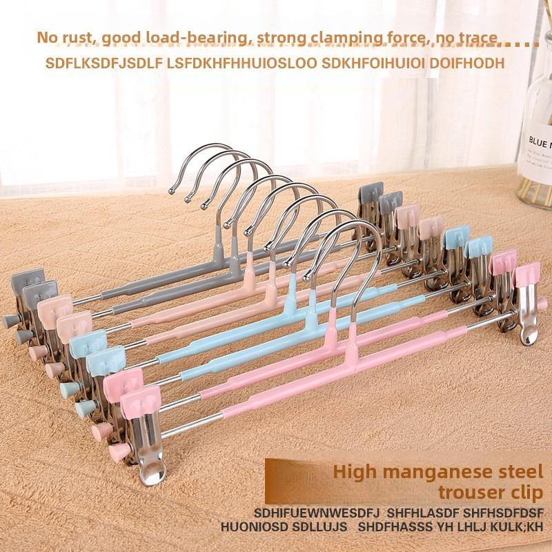 Standard Wardrobe Pants Hanger With Non Slip Stainless Steel Clips For Home Storage And Organization