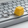 Portable Decompression Toy Simulated Cheese Fidget Clicker Keychain, 3D Printed Cube Finger Clicker, Anxiety Stress Relief Push Button for Office