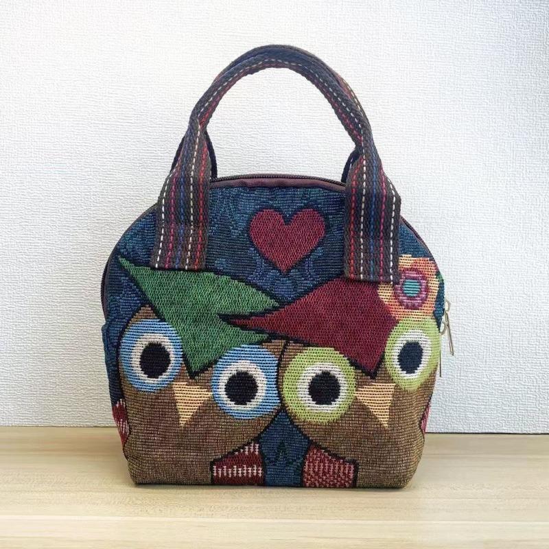 New canvas bag medium female embroidery jacquard going out commuting mobile phone change shell handbag