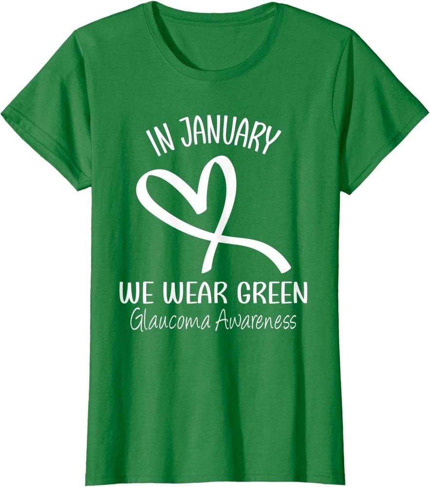 Heart We Wear Green Glaucoma Awareness Month Ribbon Ladies  Crewneck T-Shirt Unisex T-Shirt S