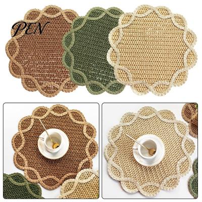 Mantel Individual Tejido Delicado, Mantel Individual, Aislamiento Térmico Antideslizante, Forma de Flor de Pétalo Estilo Retro, para Decoración de Comedor, Hogar, Cafetería, Picnic y Fotografía