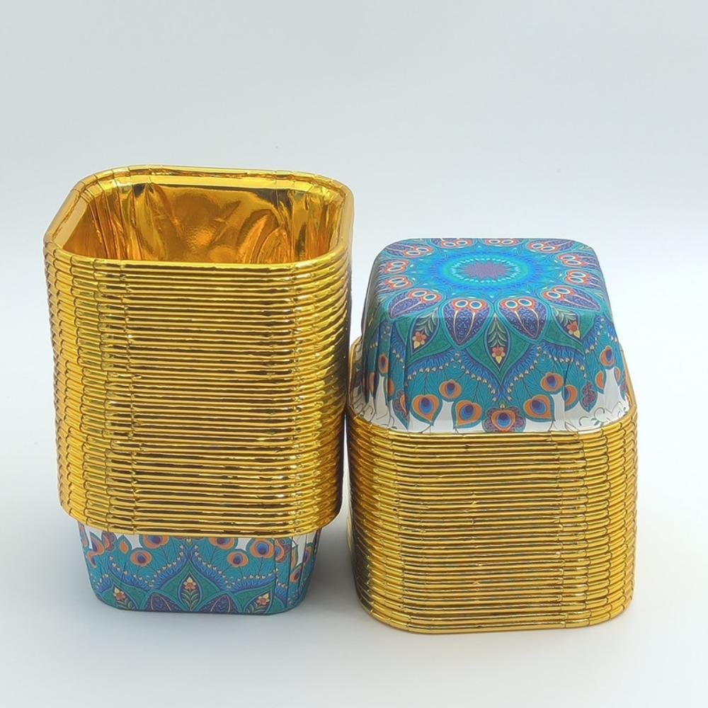 50pcs Bohemian Style Cupcake Cups Square Snack Storage Bowl New Dessert Cups Baking Accessories