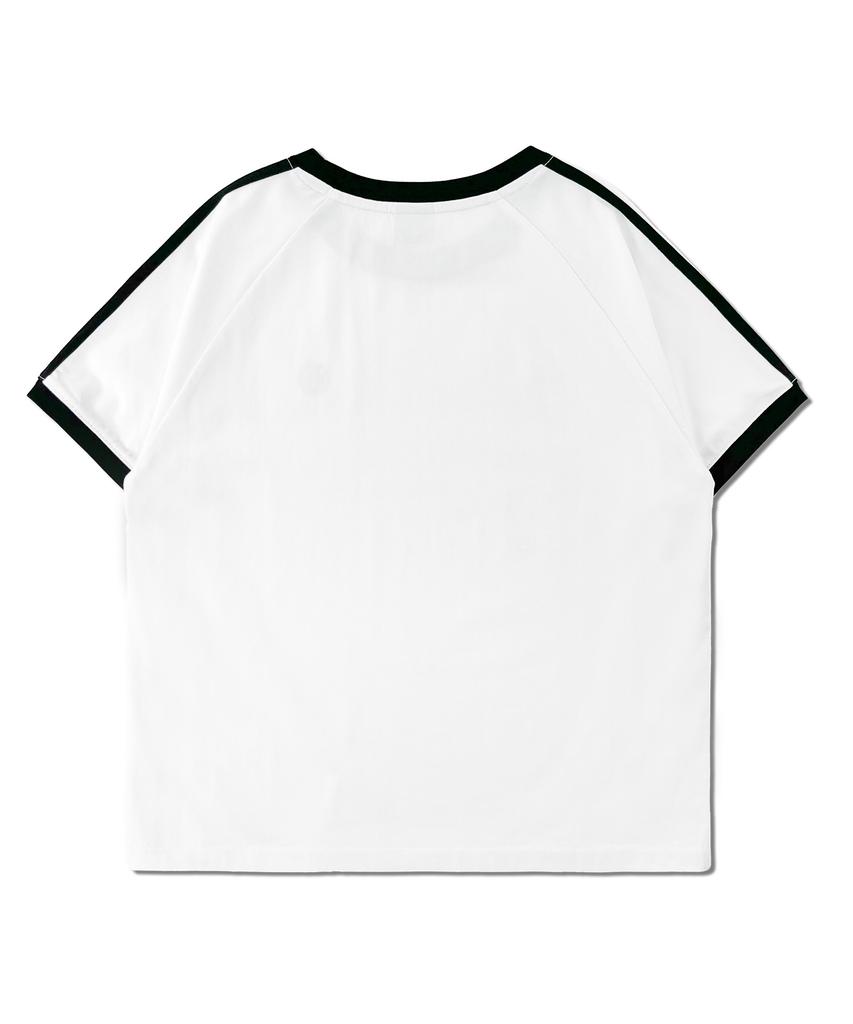 DISTN9NE Contrast Line Raglan Slim Short Sleeve Tee Lq2Tf242_White