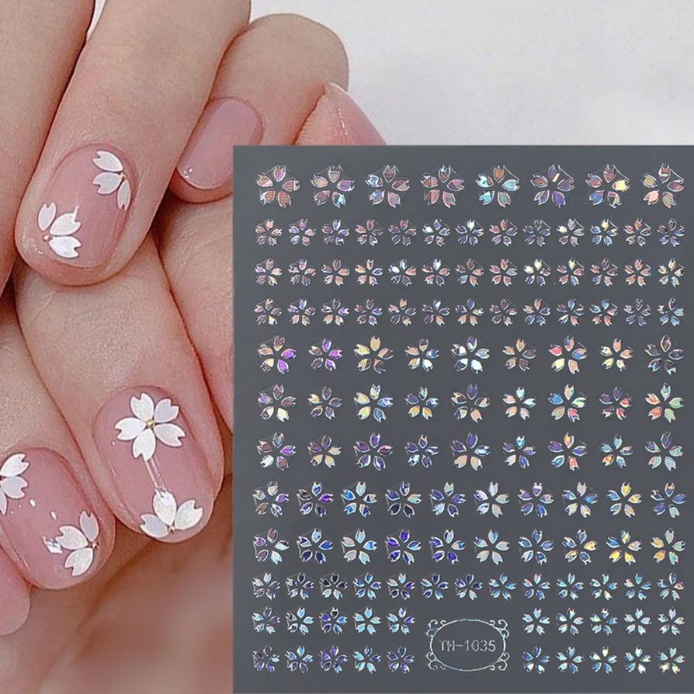 Sakura Flower Nail Art Decal Laser Adhesive Slider DIY Gel Slider  Manicure Decor