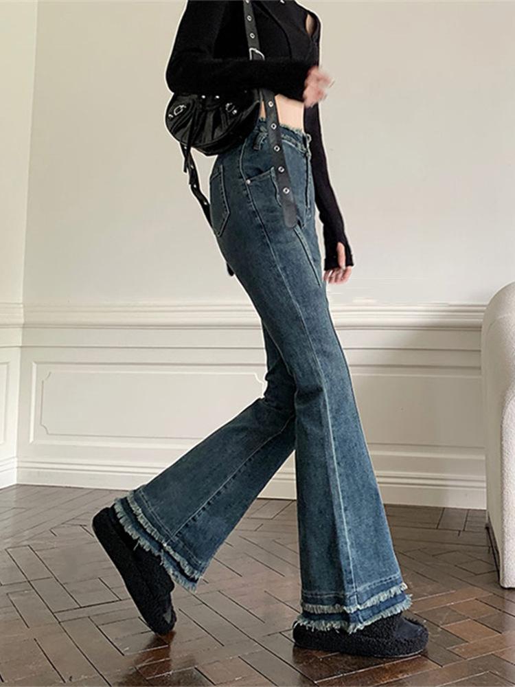 

Джинсы микро-клеш с необработанным краем в стиле Гонконга - Женские облегающие летние тренды XL