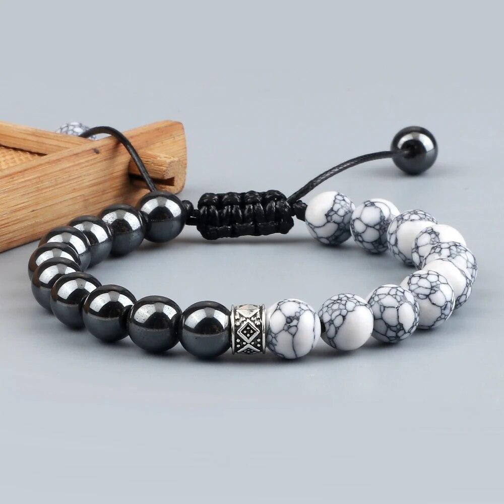 Trendy White Men Beads Bracelet Handmade Natural Tiger Eye Lava Stone Onyx Strand Adjustable Bracelets Women Yoga Energy Jewelry