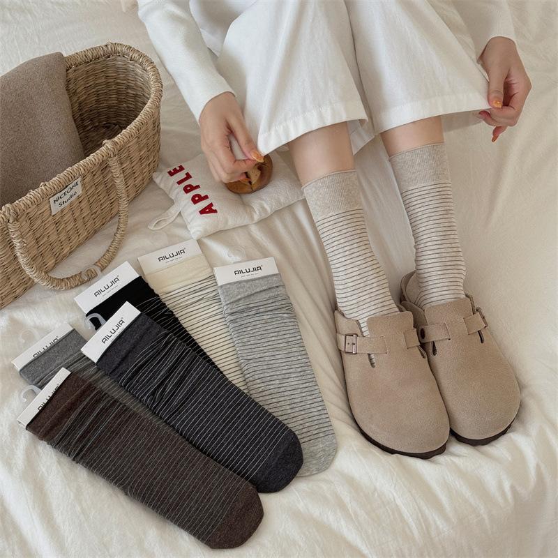 Women's Fall Fashion New Boneless Straight Plate Tube Stack Socks