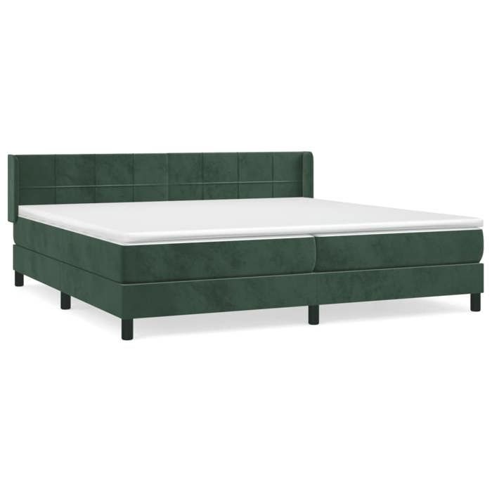 3130982 vidaXL Lit à sommier tapissier et matelas Vert foncé 200x200cm Velours