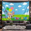 Wall Hanging Tapestry Custom NameCocomelon Pattern Personalized Printed Fabric Wall Decor