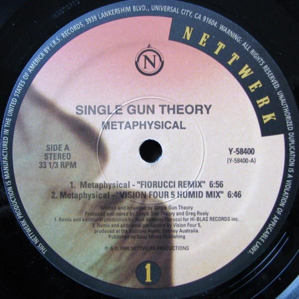 

12inch Record SINGLE GUN THEORY Metaphysical Y58400 I.R.S. Records 1995 US Dance Electronica Used
