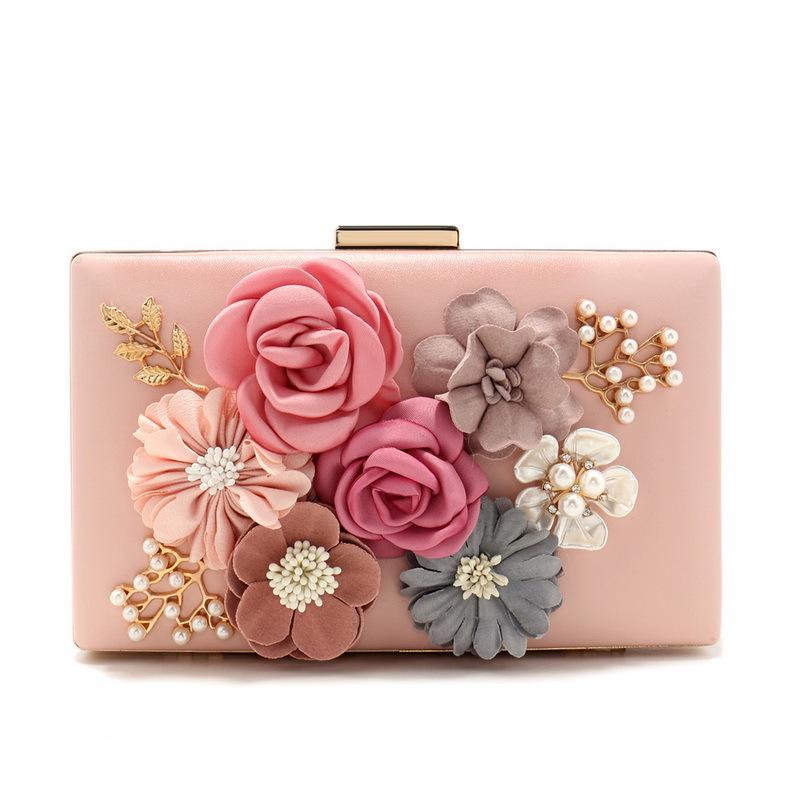 Luxury Elegant Evening Bag for Women Flower Wedding Evening Clutch Purse Bride Floral Clutch Bag Chain Shoulder Crossbody Bags