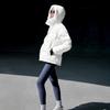 Li Ning Hot Pot Down Jacket Series Hooded Solid Color Raglan Short Down Jacket Women Jacket Champagne-White AYMU700-2